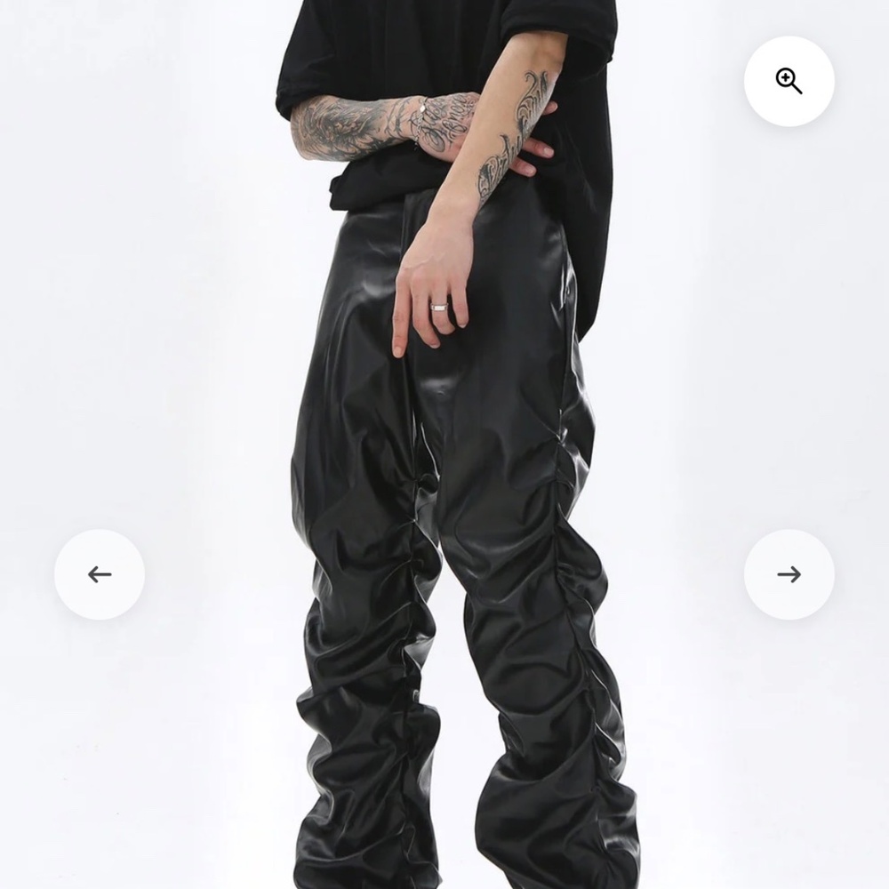 Supermade PUNK STYLE PLEATED LEATHER PANTS - 2195